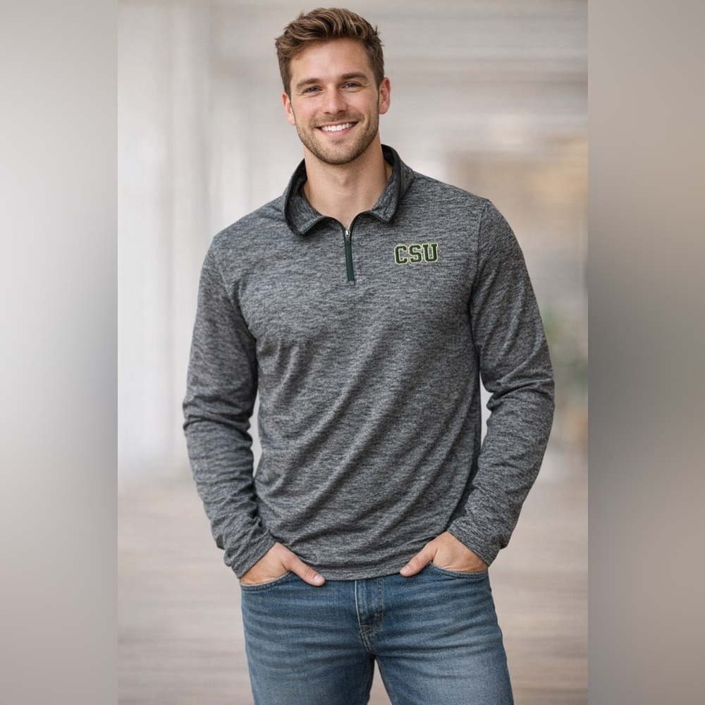 Colorado State Rams (CSU) | Heather Gray 1/4-Zip Pullover Athletic Apparel | XL